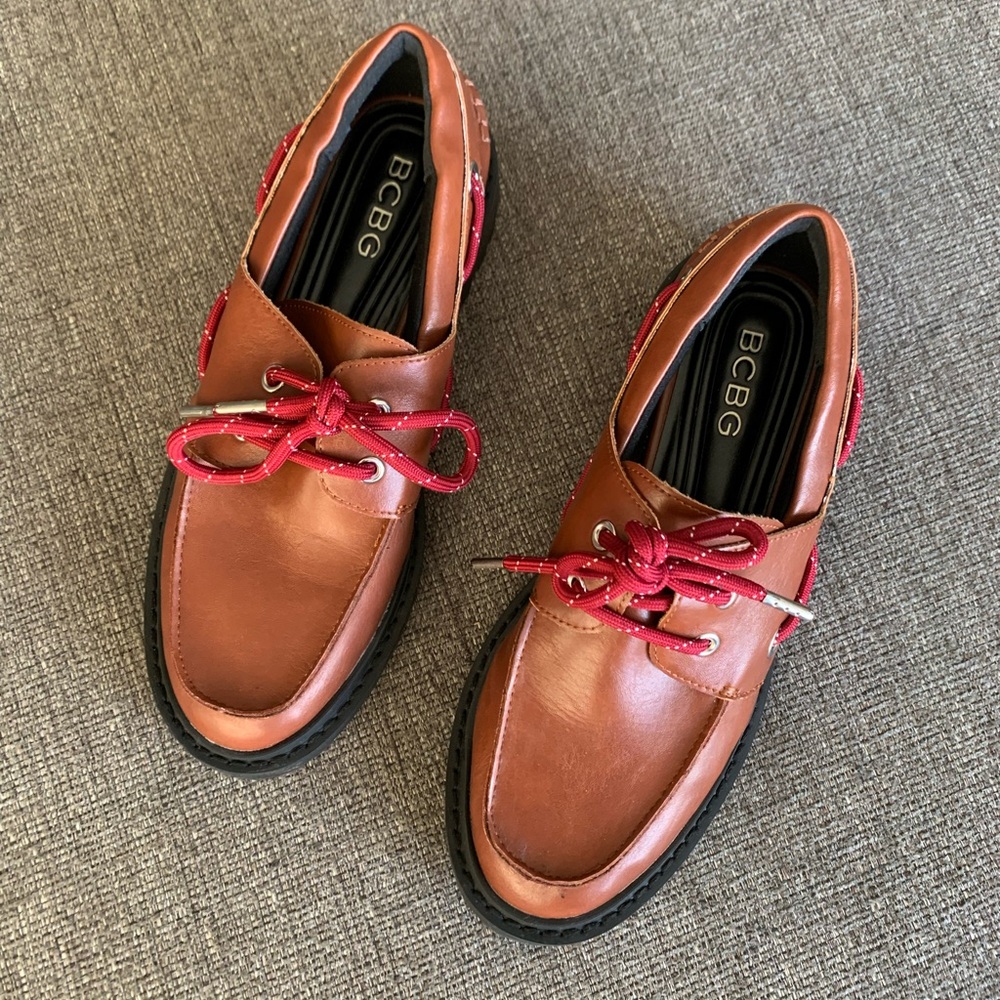 BCBG Brown Leather Loafers